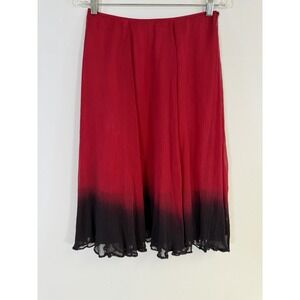 VTG Monsoon Skirt Womens Sz 4 100% Silk Red Black Ombré Dark Romance Vamp READ